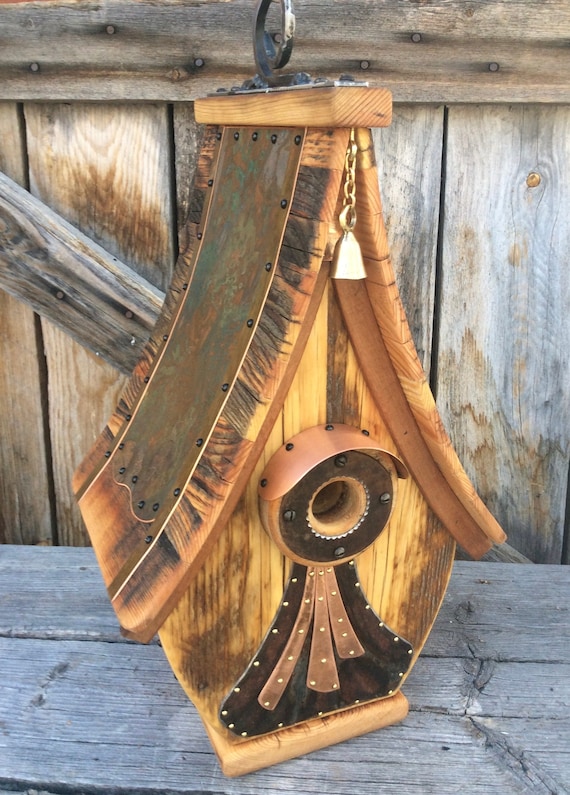 Unique Birdhouse Barnwood Recycled Handmade Backyard Gift | Etsy