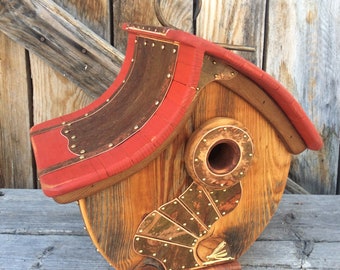 Painted Birdhouse Recycled Handmade Wedding Gift  #3987
