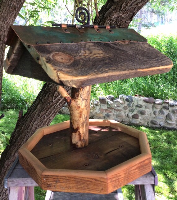 Unique Barnwood And Copper Bird Feeder Pine Functional Wedding Etsy