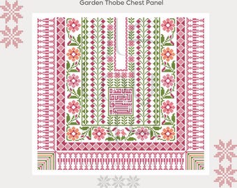 Garden Thobe Chest Panel - Palestinian Tatreez Cross Stitch Pattern PDF