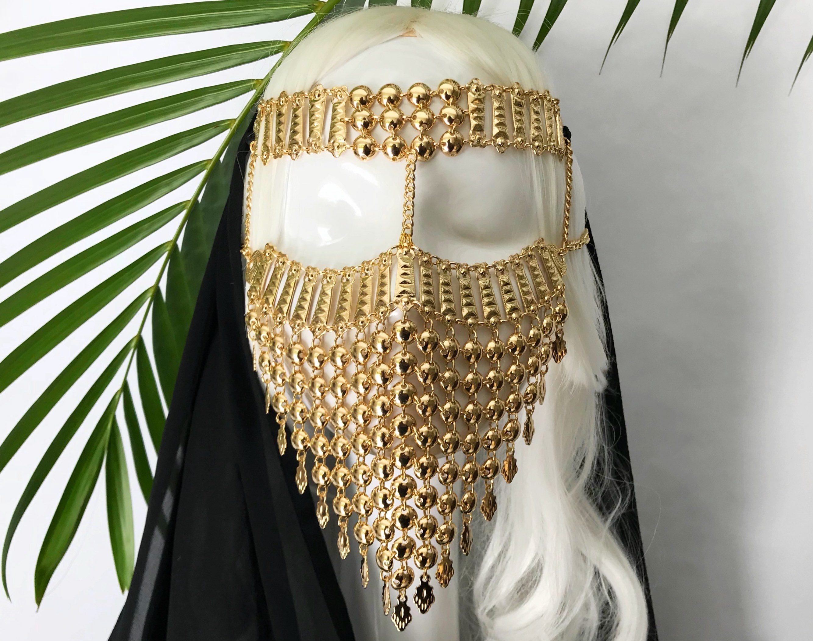 AMENA Gold Face Veil face chain tribal arabian bedouin Etsy