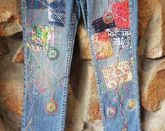 Embroidered Jeans - Etsy Australia