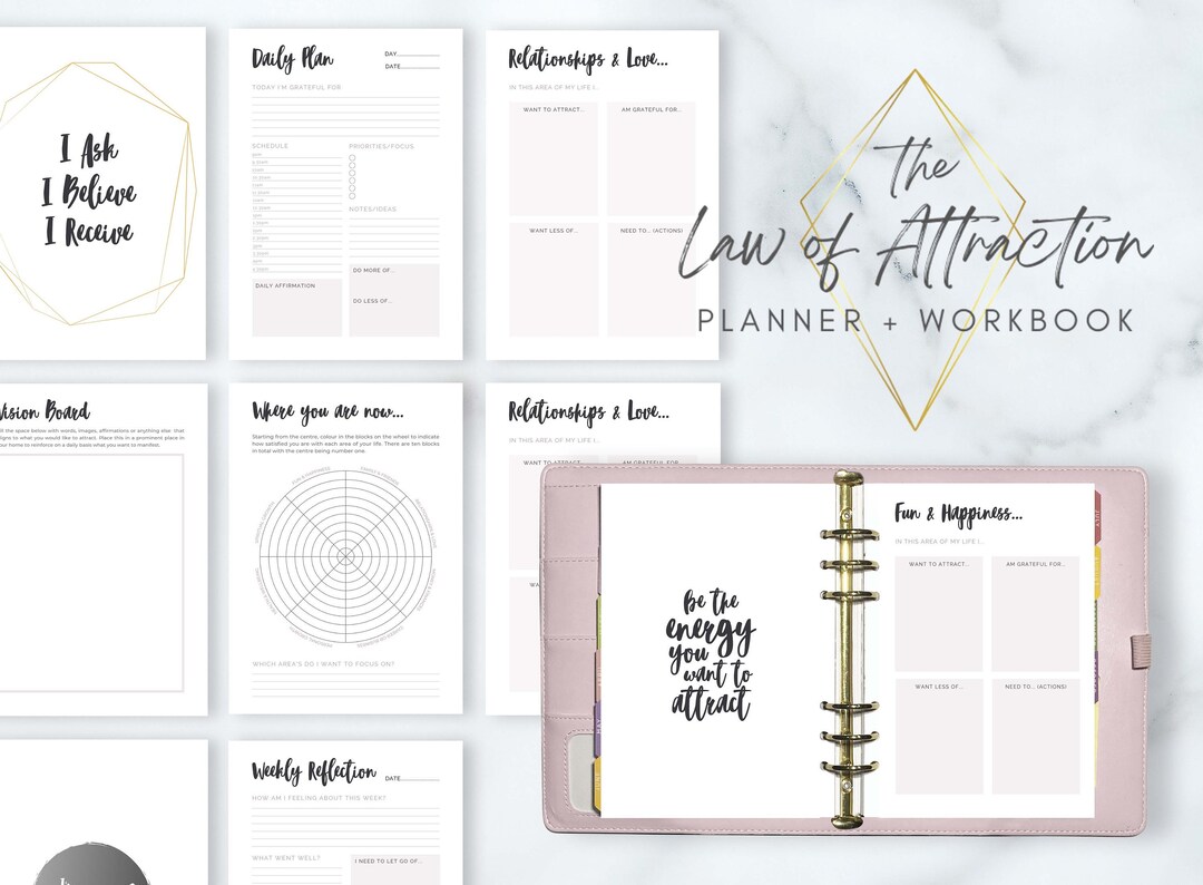 Law of Attraction Planner, Printable LOA Workbook, Manifesting Plan ...