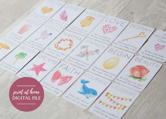 Printable Affirmation Cards, INSTANT DOWNLOAD, Daily Guidance Cards, Printable Oracle Cards, Spiritual Card Deck, Mindfulness, PDF File