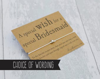 Bridesmaid Wish Bracelet, Maid of Honour Wish Bracelet, Bridesmaid Gift, Bracelet and Giftcard.