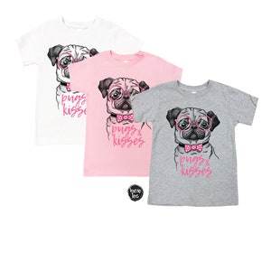 Pugs & Kisses shirt - Pug Shirts - Pug Lover - Unisex Kids' Shirts - Dog Shirts - Dog Lovers Shirts - Pug Life - Girls' Shirts - Boys' Tees