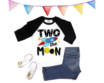 Two the Moon Birthday Shirt: Space Theme 2nd Birthday