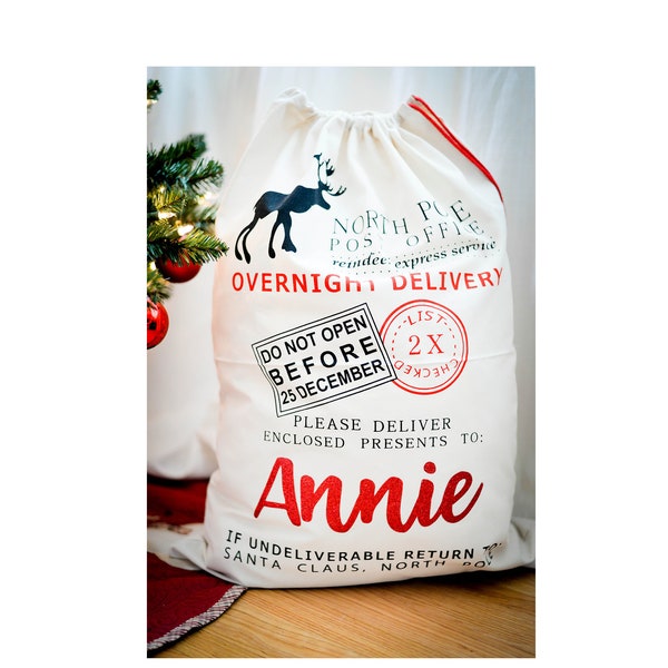 Personalized Santa Sack Bags - Christmas Gifts - Canvas Tote- Christmas tote - Holiday Sacks - Holiday Bags - Santa Bags - Christmas Bags