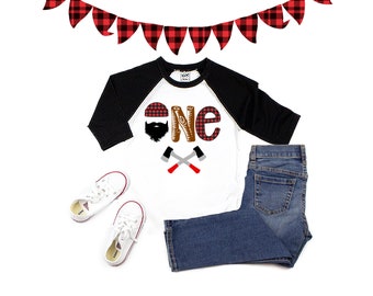 Lumberjack First Birthday Shirt: Buffalo Plaid - ONE Year Old