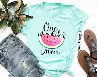 One in a Melon Mom Shirts - Unisex Adult Shirt - Birthday Shirt for Mom - Watermelon Theme Birthday Shirts - First Birthday - One in a Melon
