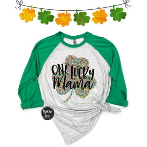 One Lucky Mama Shirt - One Lucky Grandma - Rainbow Clover Shirt - Unisex Adult Shirts - St. Patrick's Day shirts - Adult Holiday Shirts Envy Green