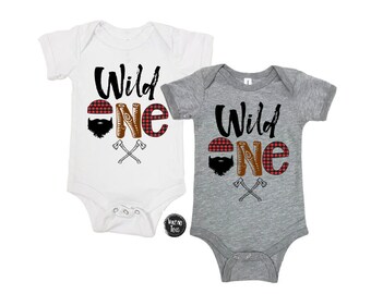 Wild One Lumberjack - 1st Birthday - Baby Bodysuit - First Birthday Shirt - Buffalo Plaid ONE - Lumberjack Theme Birthday - ONE Year Old