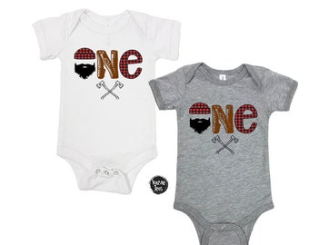 Lumberjack ONE Birthday Bodysuit - Buffalo Plaid First Birthday Shirt