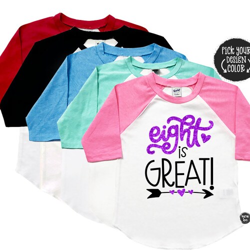 Eight is Great 8th Birthday Shirt EIGHT 8 Year Old - Etsy