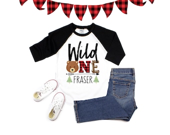 Personalized Wild ONE Birthday Shirt~Birthday Shirt~Name Shirt~Deer Antler Shirt~Buffalo Plaid Birthday Shirt~Number Birthday Shirt~ONE
