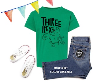 THREE Rex Shirt - Unisex Birthday Shirts - Dinosaur Birthday Shirts - 3 REX - Dinosaur Birthday Tees - Birthday Girl  Boy