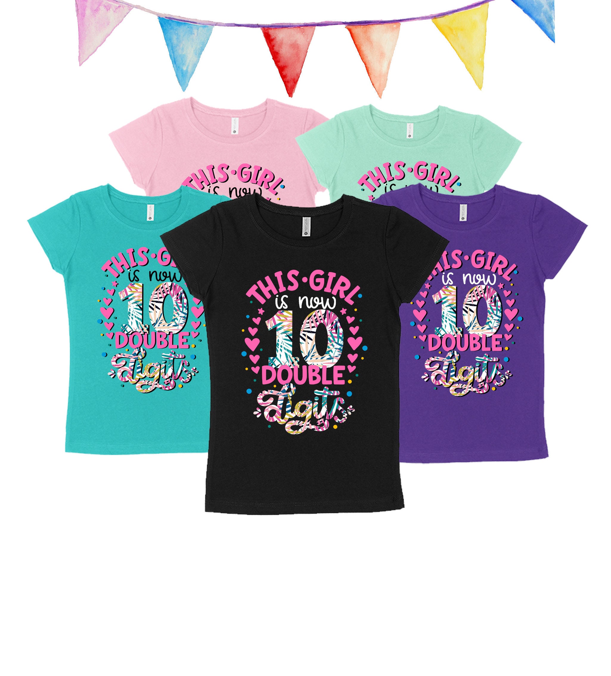 Double Digits Ten Birthday Girl Shirt Girls Birthday Shirt Tenth Birthday Shirt 10 Double Digits Tenth Birthday Shirt