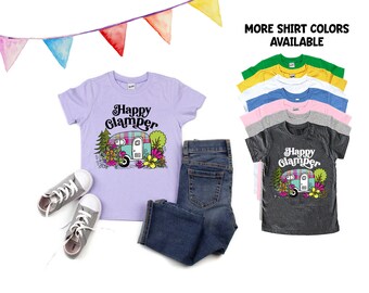 Happy Glamper Shirt - Glamping Shirts - TeePee Shirts - Glamping Party Shirts - Girls' Shirts - Glamping Shirts - Happy Camper