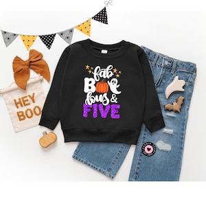 Fab Boo Lous 5th Birthday Sweatshirt - Halloween Theme Birthday Shirts - 5th Birthday Sweatshirt - 5 Year Old Halloween Birthday