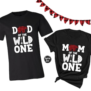 Chemises d&#39;anniversaire Wild One : t-shirt de bûcheron assorti pour maman et papa