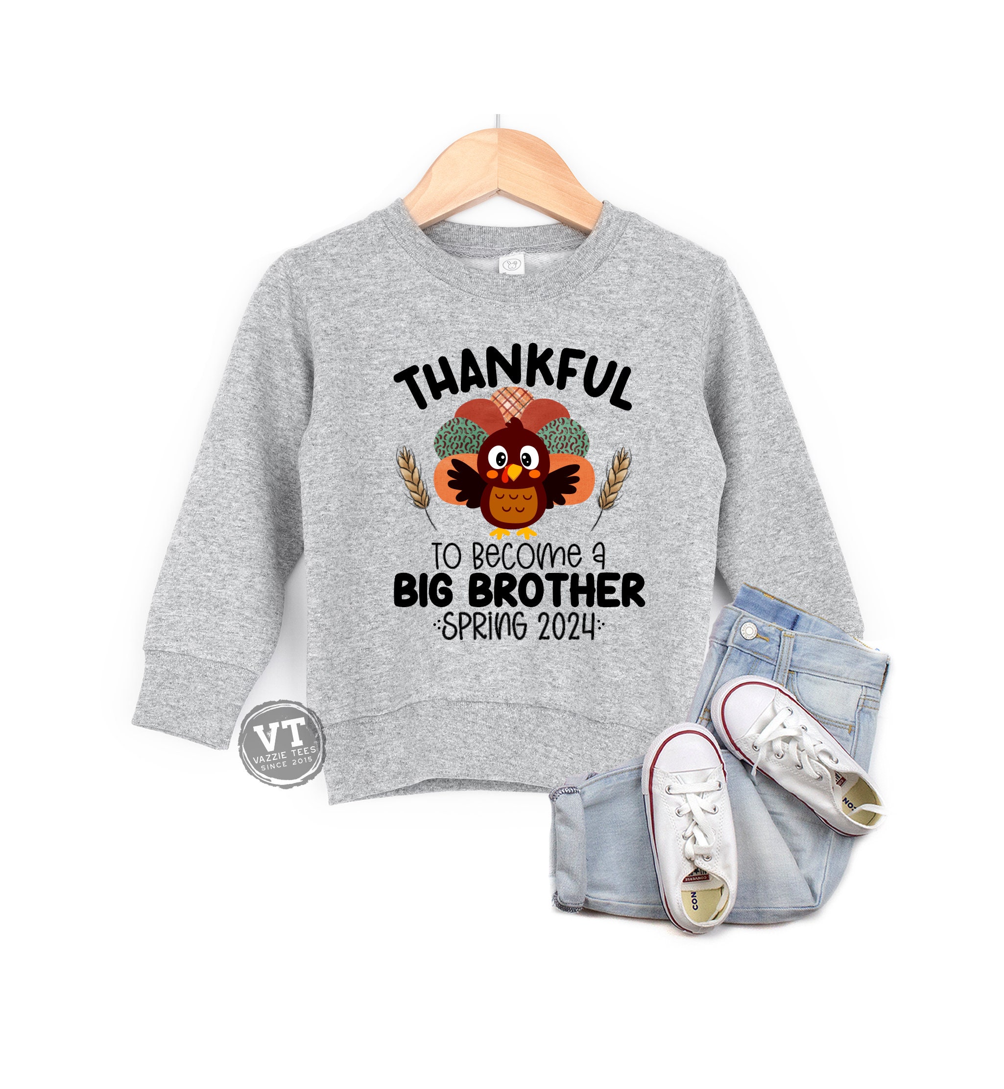 Thankful Big Brother Sweatshirt - Thanksgiving Baby Announcement