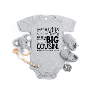 I May Be Little But I&#39;m Going to be a Big Cousin - Personalized Cousin Announcement - Baby bodysuits - Baby Boys&#39; Clothing - Cousins Shirts
