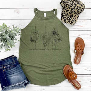 You Belong Among the Wildflower Tank Top - Women's Rocker Tank Tops - Quotes - Inspirational Designs - Women's Mock Neck Tanks