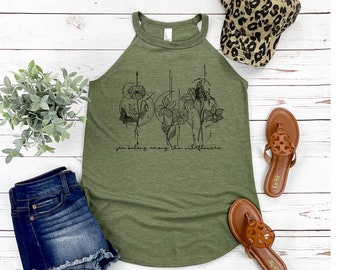 You Belong Among the Wildflowers Graphic Tank Top - Women's TriBlend Rocker Tank