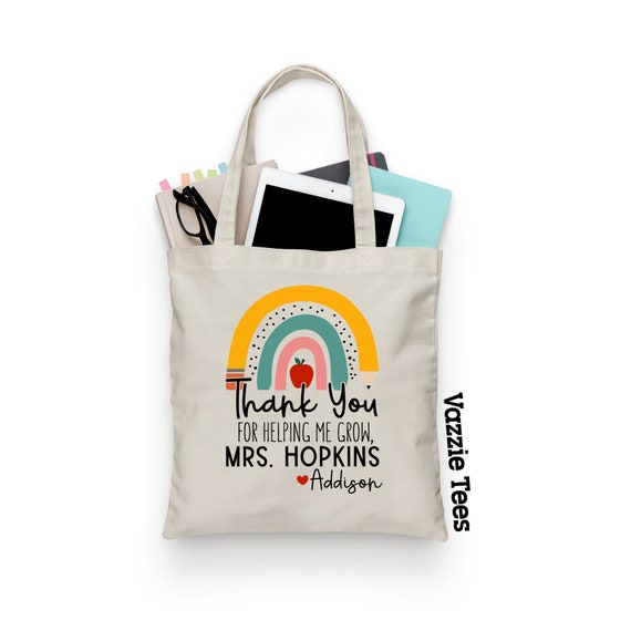 Thank You for Helping Me Grow Tote Bag PERSONALIZED Teaching Totes