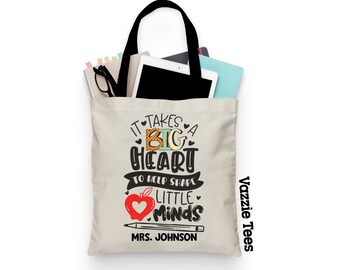 It Takes a Big Heart to Shape Little Minds Tote Bag - Totes for Teachers - Teacher Gifts - Tote Bags - Teaching Tote Bags - Bargain Tote