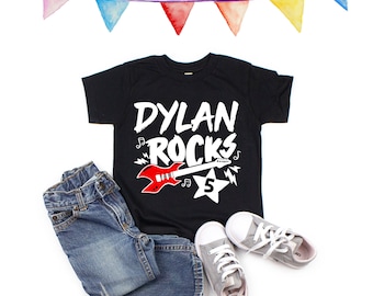 Kleding Meisjeskleding Tops & T-shirts Personalized Custom Rock Star rockstar Birthday Shirt Girls Kids toddlers crystal rhinestone tutu shirt 