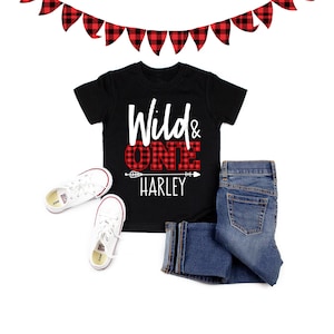 Wild & One Birthday Shirt - Personalized Birthday shirt - 1st Birthday - Wild One - Lumberjack Shirt - Buffalo Plaid Shirt - One Year Old