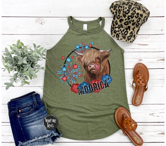 Moorica Patriotic Tank Top USA Cow Tank Top Cow Tank Tops Etsy