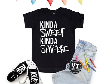 Kinda Sweet Kinda Savage shirt - Unisex Kids Tees - Trendy Kids' Shirts - Savage Shirts - Humor Shirt - Kids Funny Shirts - Hipster Shirt