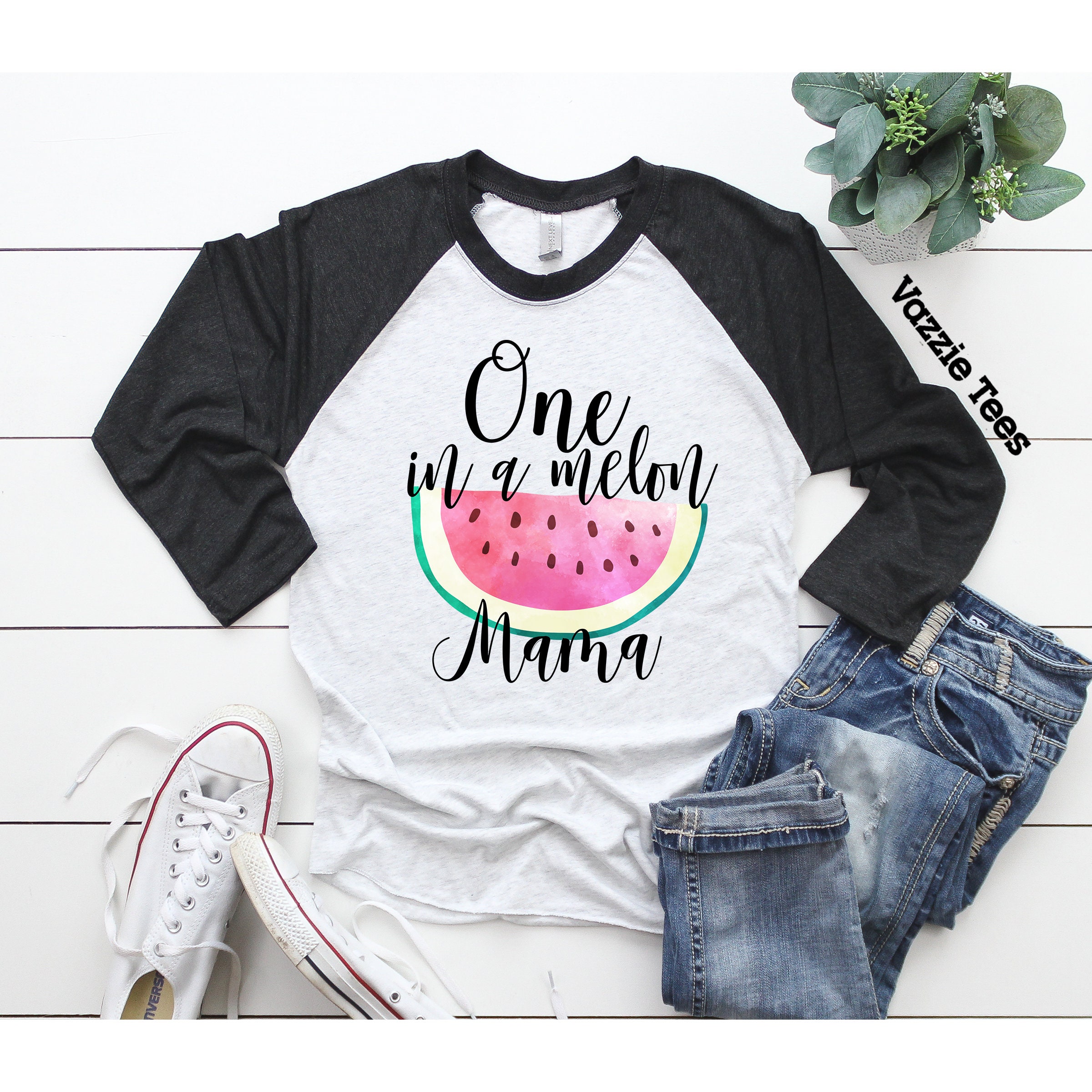 One in a Melon Mom Shirts - Unisex Adult Raglan Shirt - Birthday Shirt ...