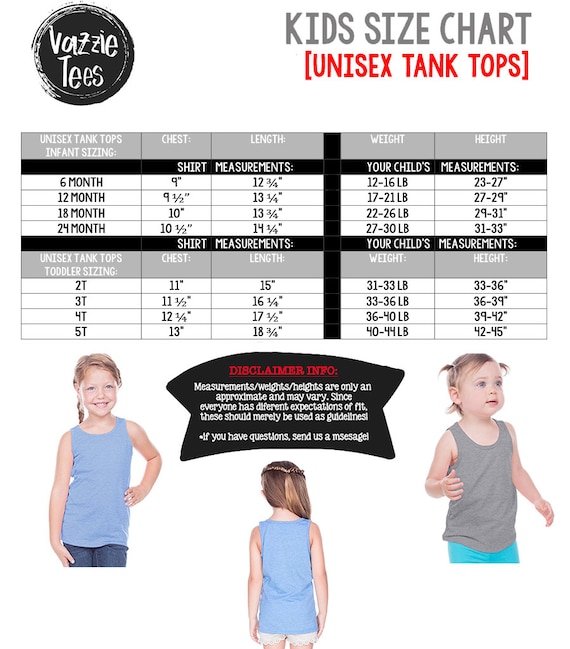 Unisex Tank Top Size Chart