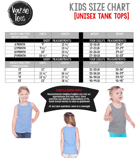 Unisex Tank Top Size Chart