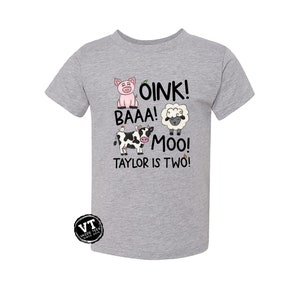 Oink Baa Moo Two Shirt - Matching Adult Birthday Shirts - Two Year Old Farm Theme - With an Oink and Moo - 2nd Birthday - Farm Animals Shirt