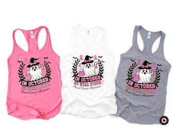 October We Wear Pink Tank Top: Breast Cancer Awareness Survivor Tee