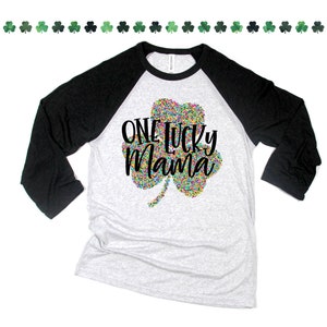 One Lucky Mama Shirt - One Lucky Grandma - Rainbow Clover Shirt - Unisex Adult Shirts - St. Patrick's Day shirts - Adult Holiday Shirts Vintage Black