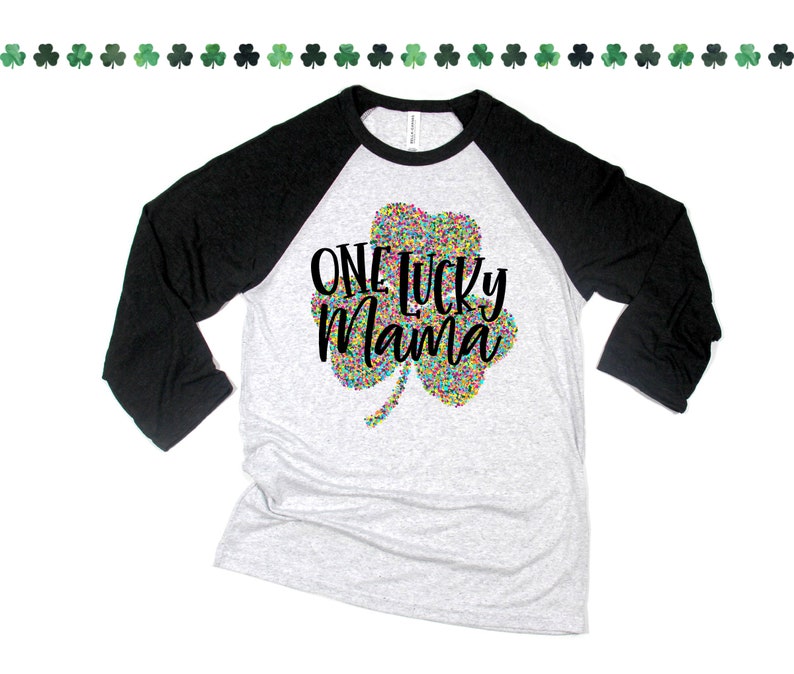 One Lucky Mama Shirt - One Lucky Grandma - Rainbow Clover Shirt - Unisex Adult Shirts - St. Patrick's Day shirts - Adult Holiday Shirts Vintage Black
