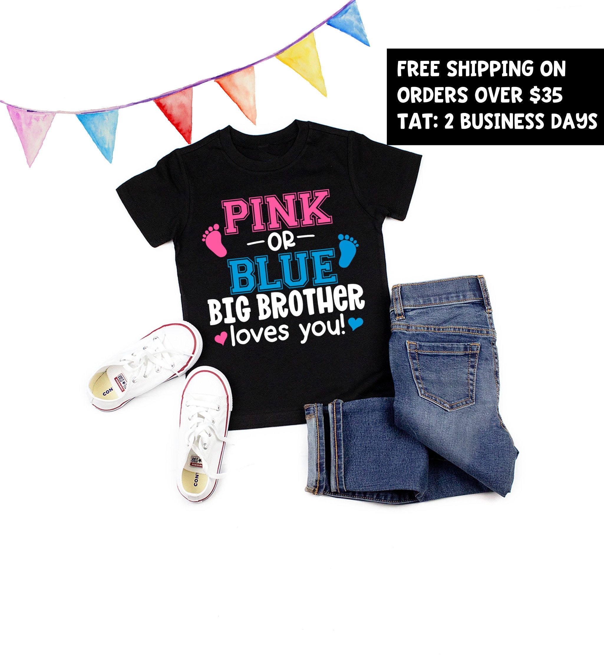 Pink Or Blue Gender Reveal Shirt For Siblings Big Sister Pink Or Blue Gender Reveal Shirt For Siblings Big Sister