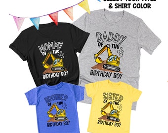 Birthday Crew Construction Shirts - Pick Your Title Mommy Daddy Sister Brother - Construction Theme Birthday Shirt - Excavator Shirt