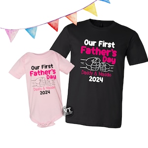 Our First Father&#39;s Day 2025 Shirts - Personalized - 1st Father&#39;s Day Gift - Matching Daddy and Me Tees - Daddy and Baby - Daddy&#39;s Day