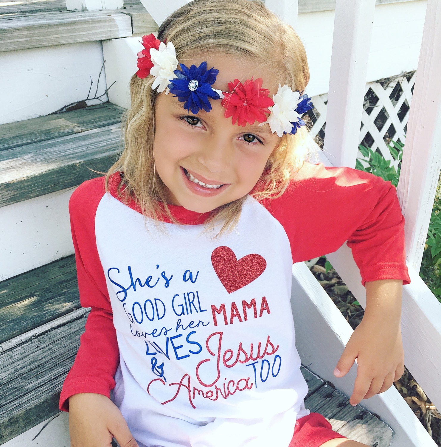 She's A Good Girl Loves Her Mama Jesus & America Too Tshirt She's A Good Girl Loves Her Mama Jesus & America Too Tshirt