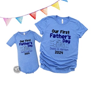 Our First Father&#39;s Day 2025 Shirts - Personalized - 1st Father&#39;s Day Gift - Matching Daddy and Me Tees - Daddy and Baby - Daddy&#39;s Day