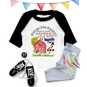 Farm Theme 2nd Birthday Shirt - With an Oink and Moo and a Cockadoodle Doo - 2nd Birthday Shirt
