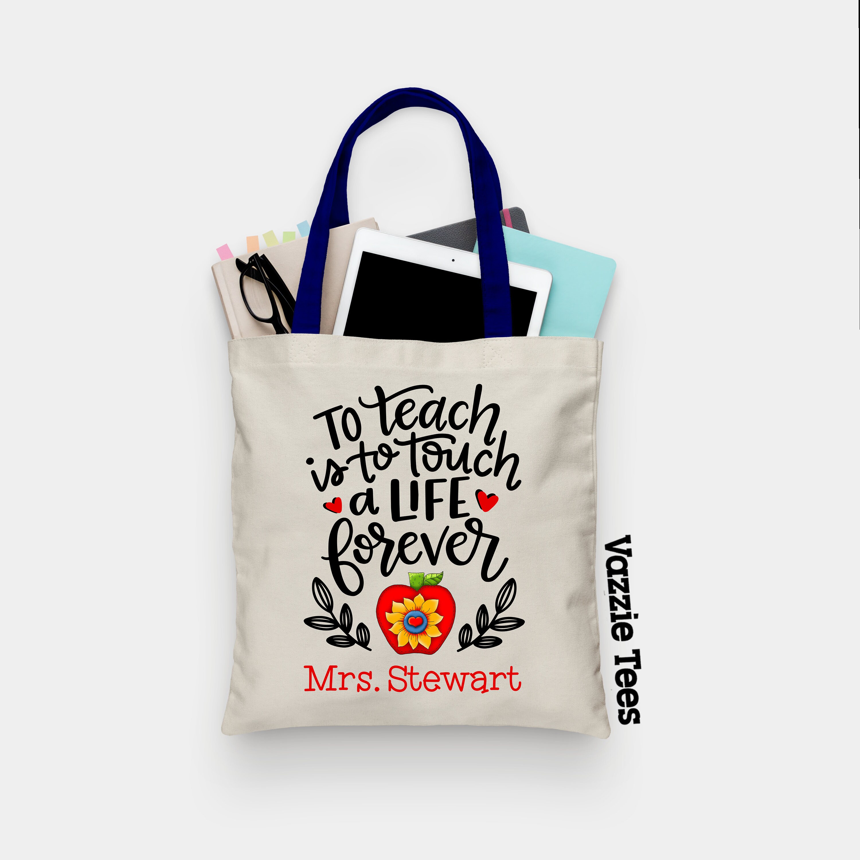 Teacher tote bag Natural Personalised bag Thank you gift End of Term Teacher 