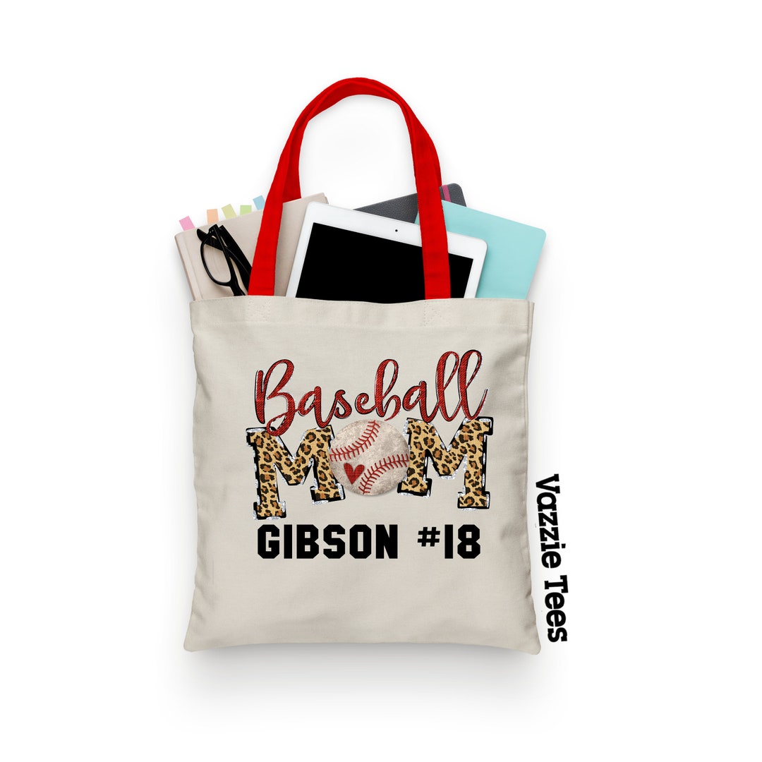 Baseball Mom Tote Bag Personalized With Name and Number Gift Tote Bags ...