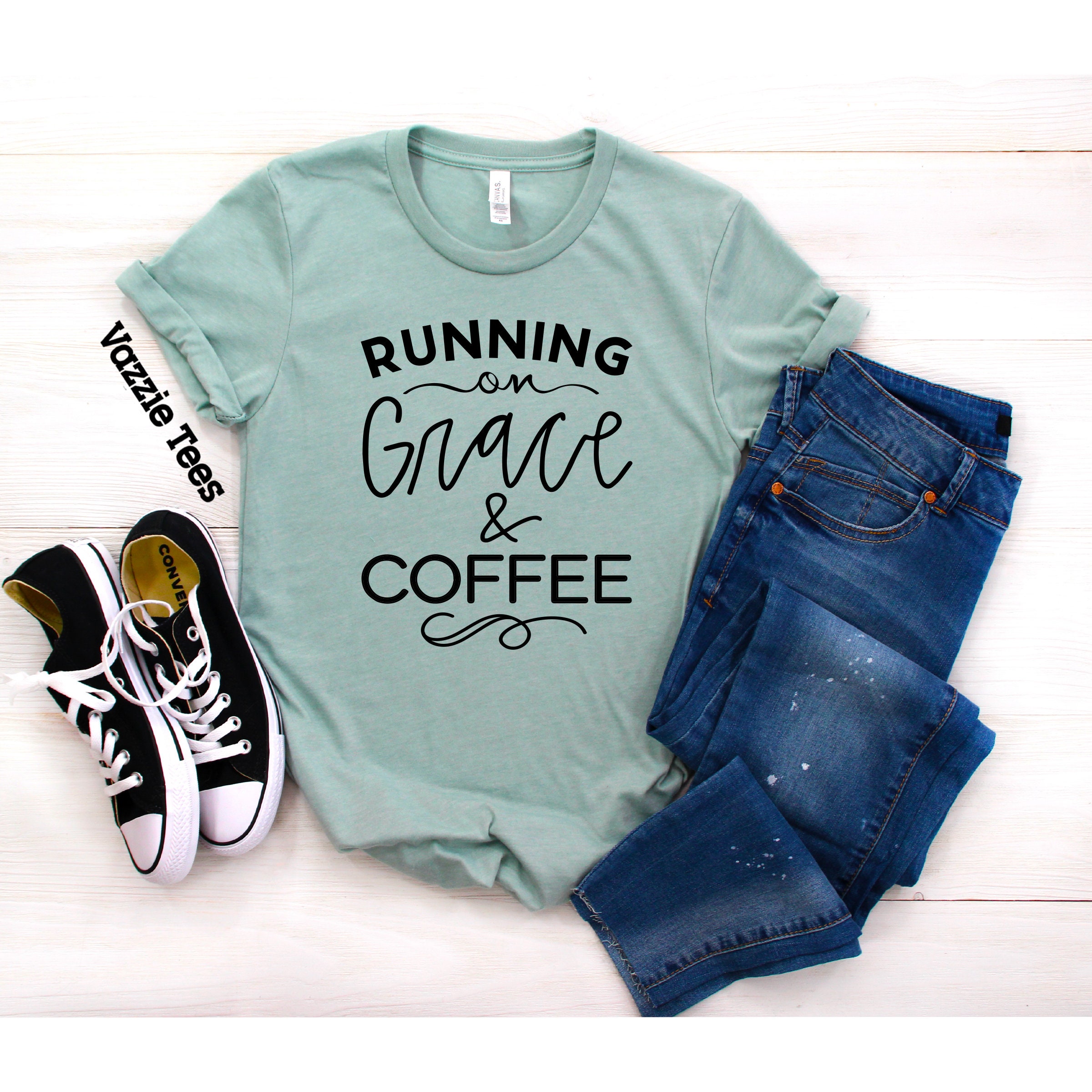 Running on Grace and Coffee Black Dusty Blue or Peach - Etsy